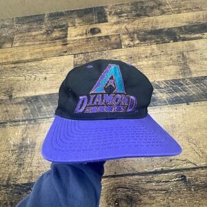Vintage Arizona Diamondbacks Logo 7‎ Snapback Hat Black Purple MLB Baseball Cap